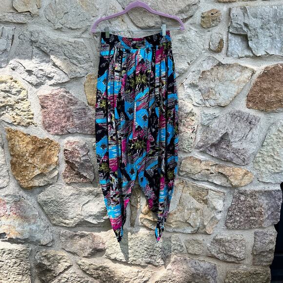 Vintage 90s vacation print harem drop crotch pant size small - Picture 5 of 8
